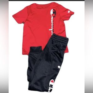 Champion Boy's 2 Pc. Tee and Jogger Set Red/Black size 6/7